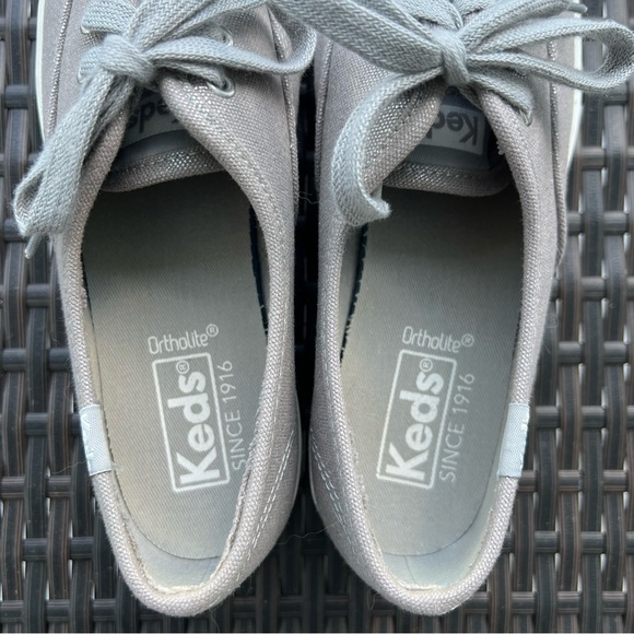 Keds Ortholite Metallic Gray Platform Canvas Shoes Women’s Size 5 - Picture 6 of 10